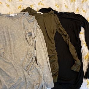 3-pack maternity shirts size S - olive green, black, and gray